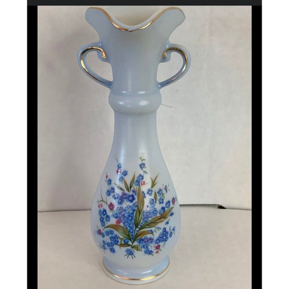 LEFTON CHINA VASE - 6 1/2" Vase/Ewer with double handles and forget-me-nots - Picture 4 of 4